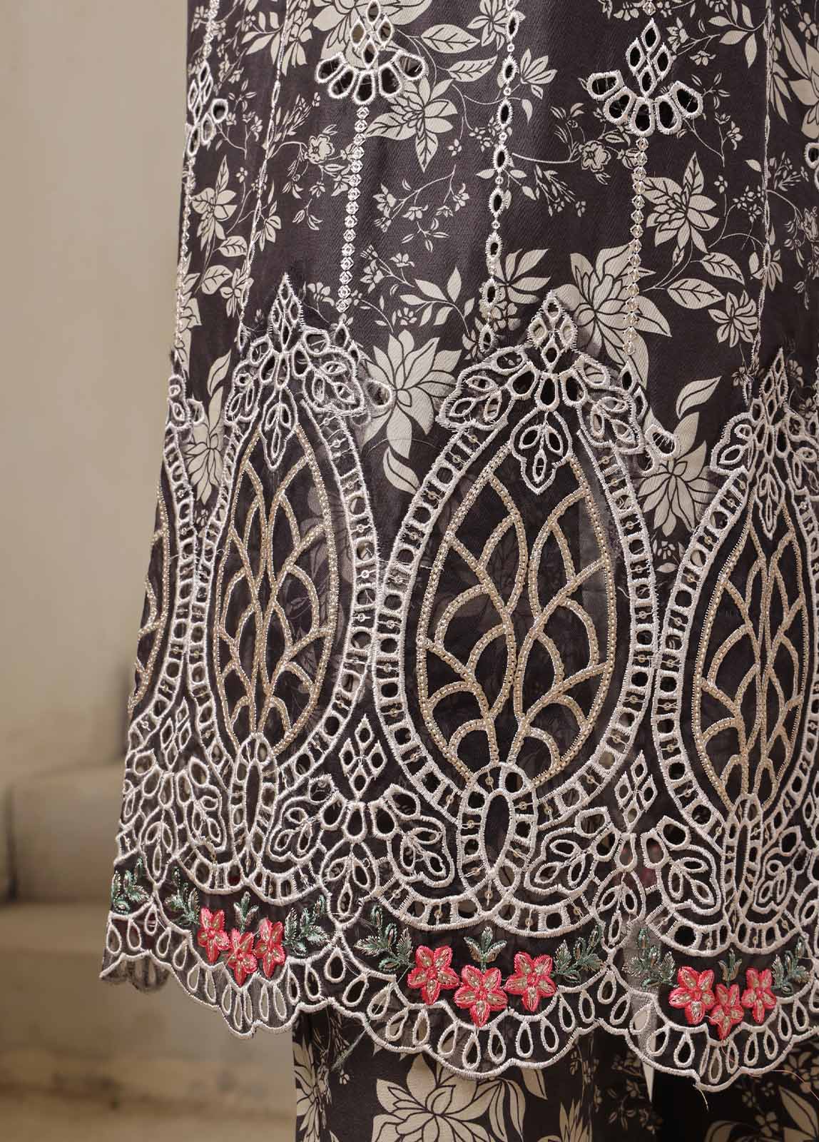 Bin Saeed Fabric - SM-0138-EMBC-3 Piece Chikankari Stitched Suit
