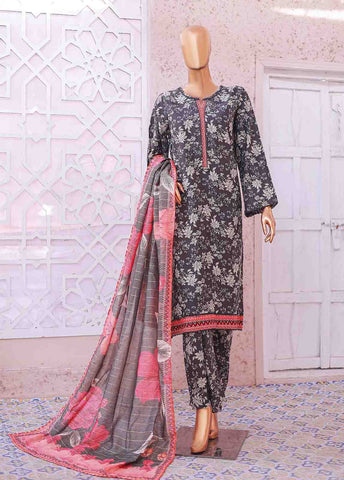 Bin Saeed Fabric - SM-0138 R- 3 Piece Printed Stitched Suit