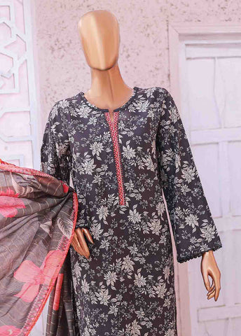 Bin Saeed Fabric - SM-0138 R- 3 Piece Printed Stitched Suit
