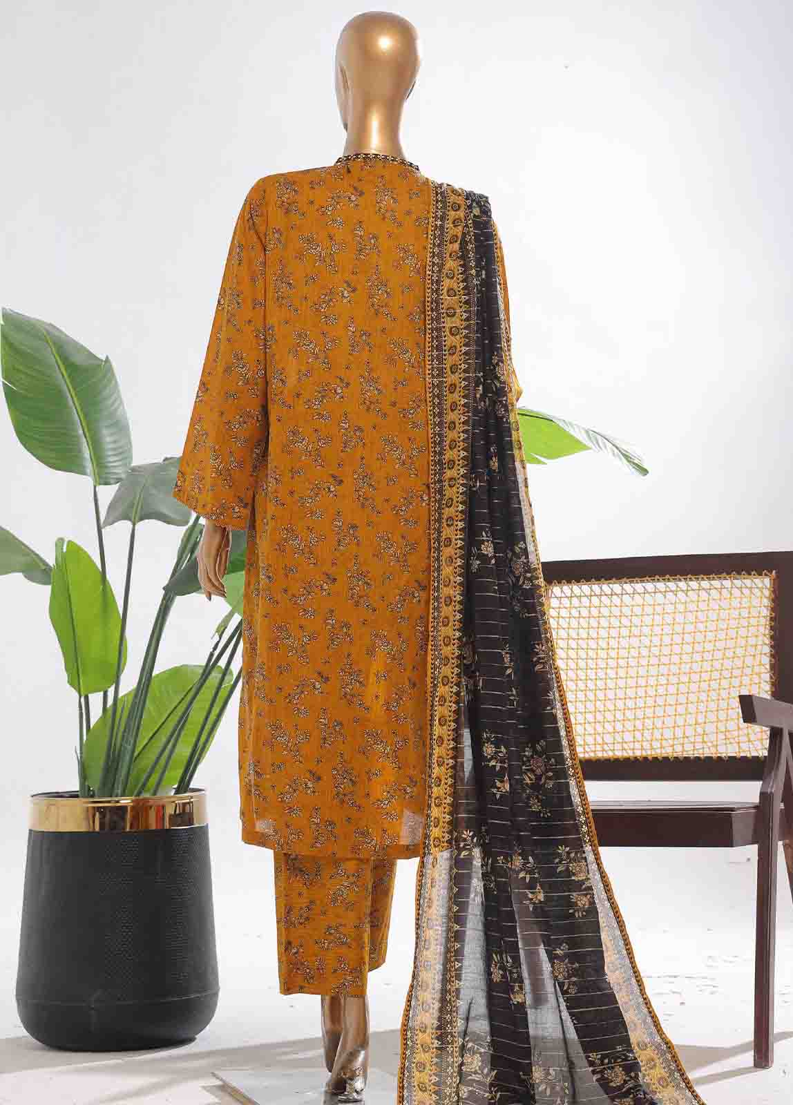 Bin Saeed Fabric - SM-0139- 3 Piece Printed Stitched Suit