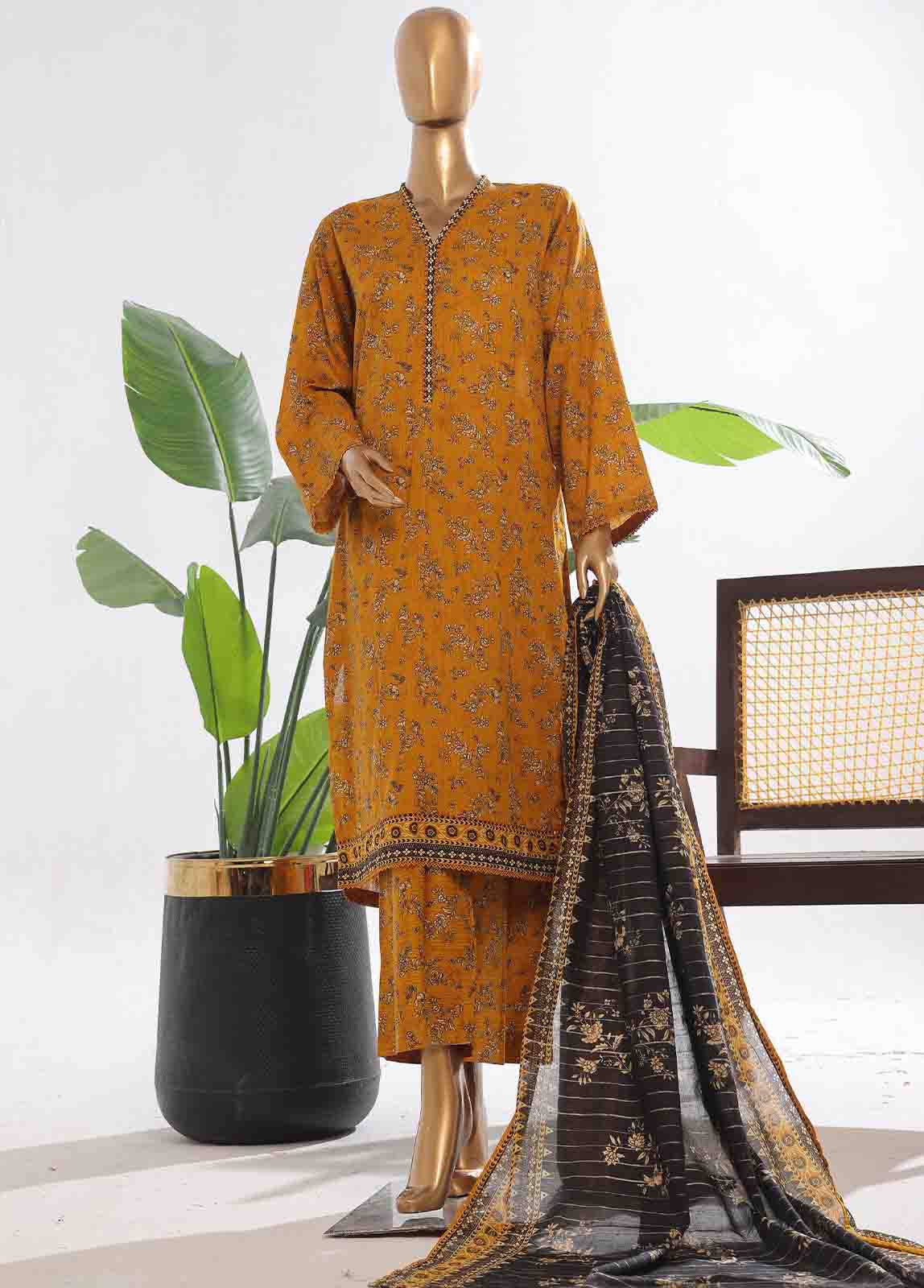 Bin Saeed Fabric - SM-0139- 3 Piece Printed Stitched Suit