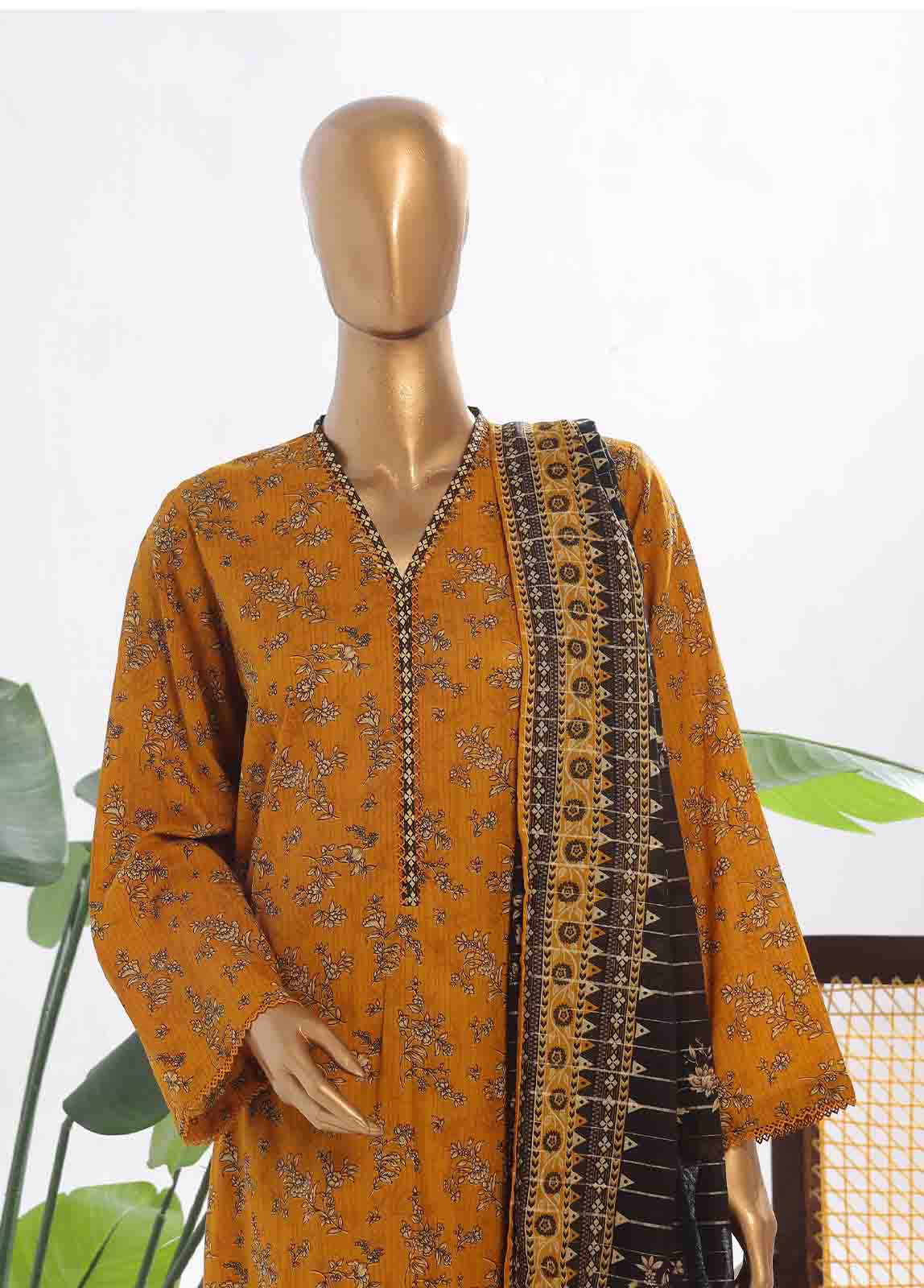 Bin Saeed Fabric - SM-0139- 3 Piece Printed Stitched Suit