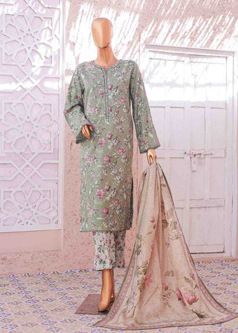 Bin Saeed Fabric - SM-0140 R- 3 Piece Printed Stitched Suit