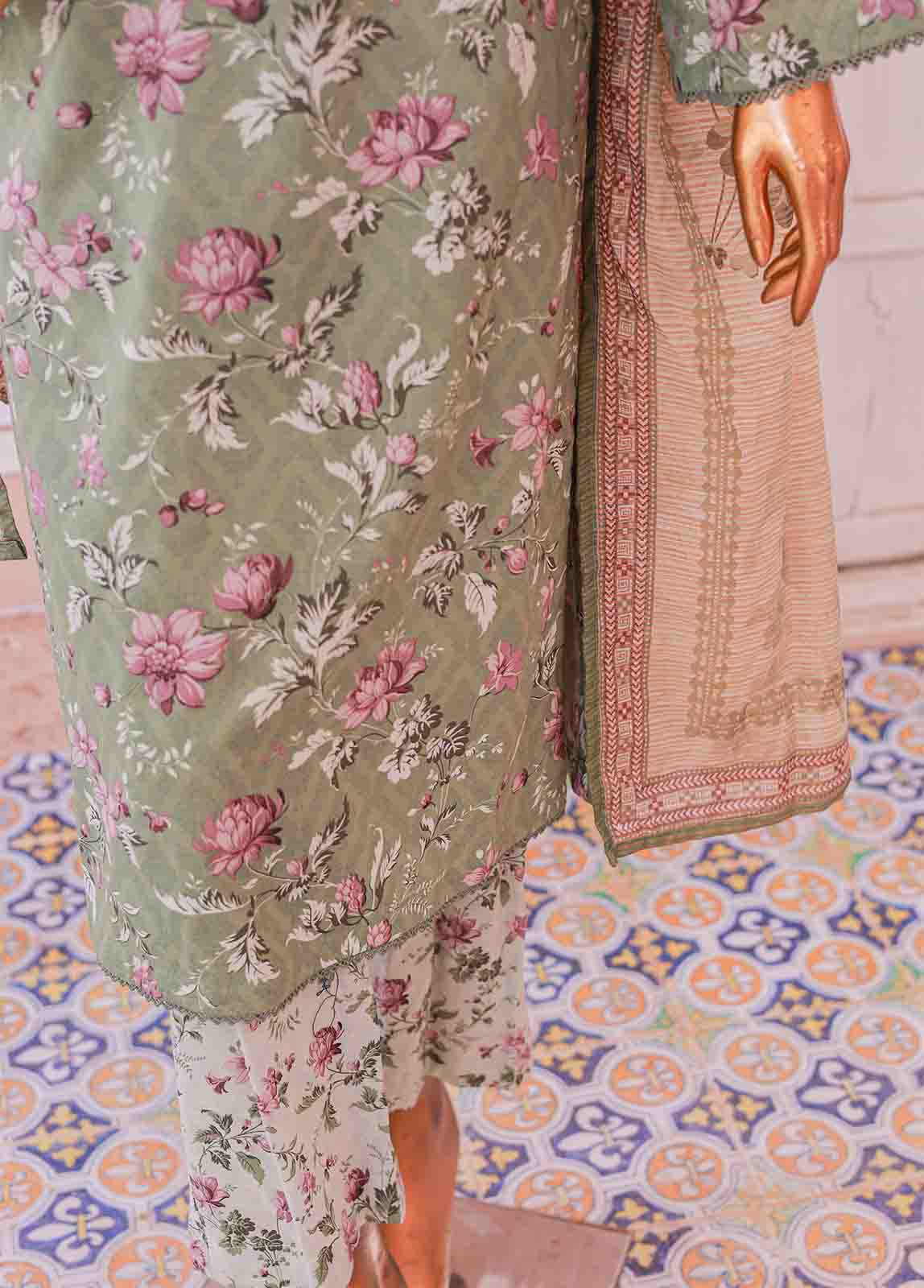 Bin Saeed Fabric - SM-0140 R- 3 Piece Printed Stitched Suit