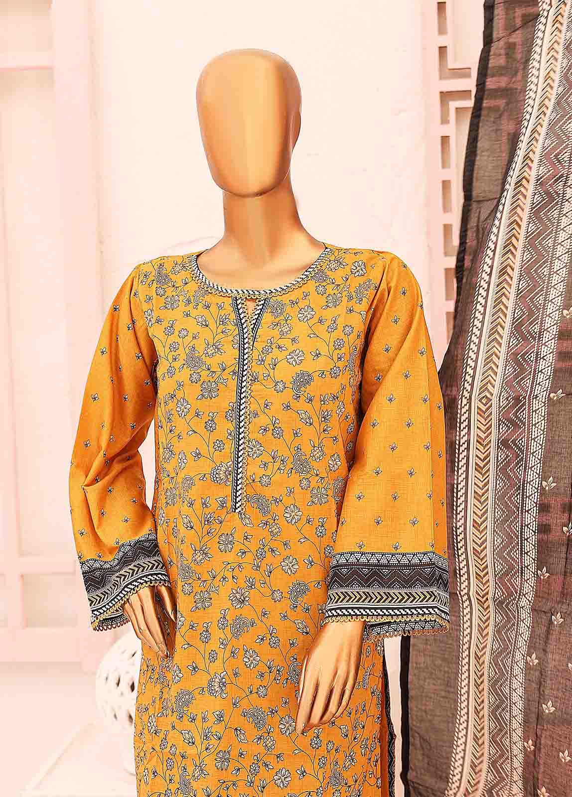 SM-016 B-PR- 3 Piece Printed Stitched Suit