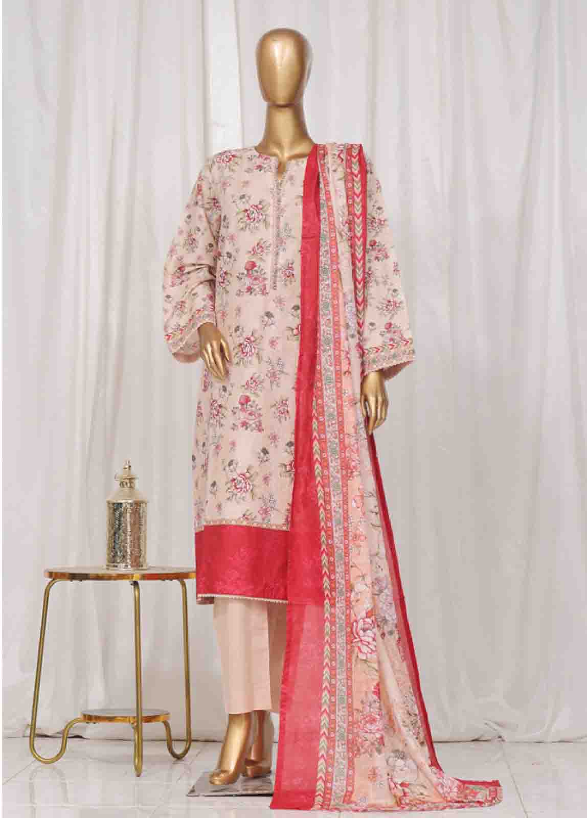 Bin Saeed Fabric - SM-018- 3 Piece Printed Stitched Suit