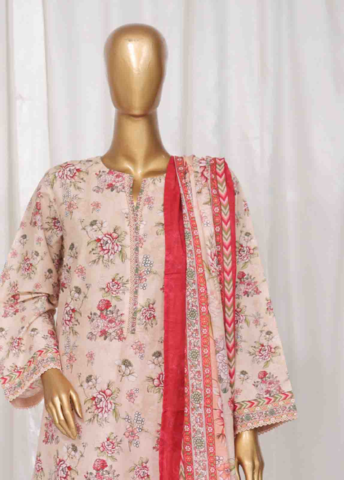 Bin Saeed Fabric - SM-018- 3 Piece Printed Stitched Suit