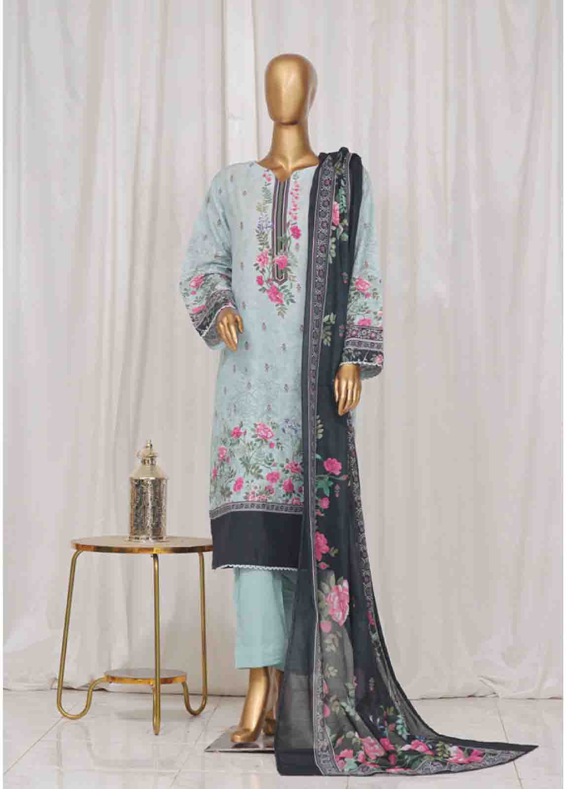 Bin Saeed Fabric - SM-02- 3 Piece Printed Stitched Suit