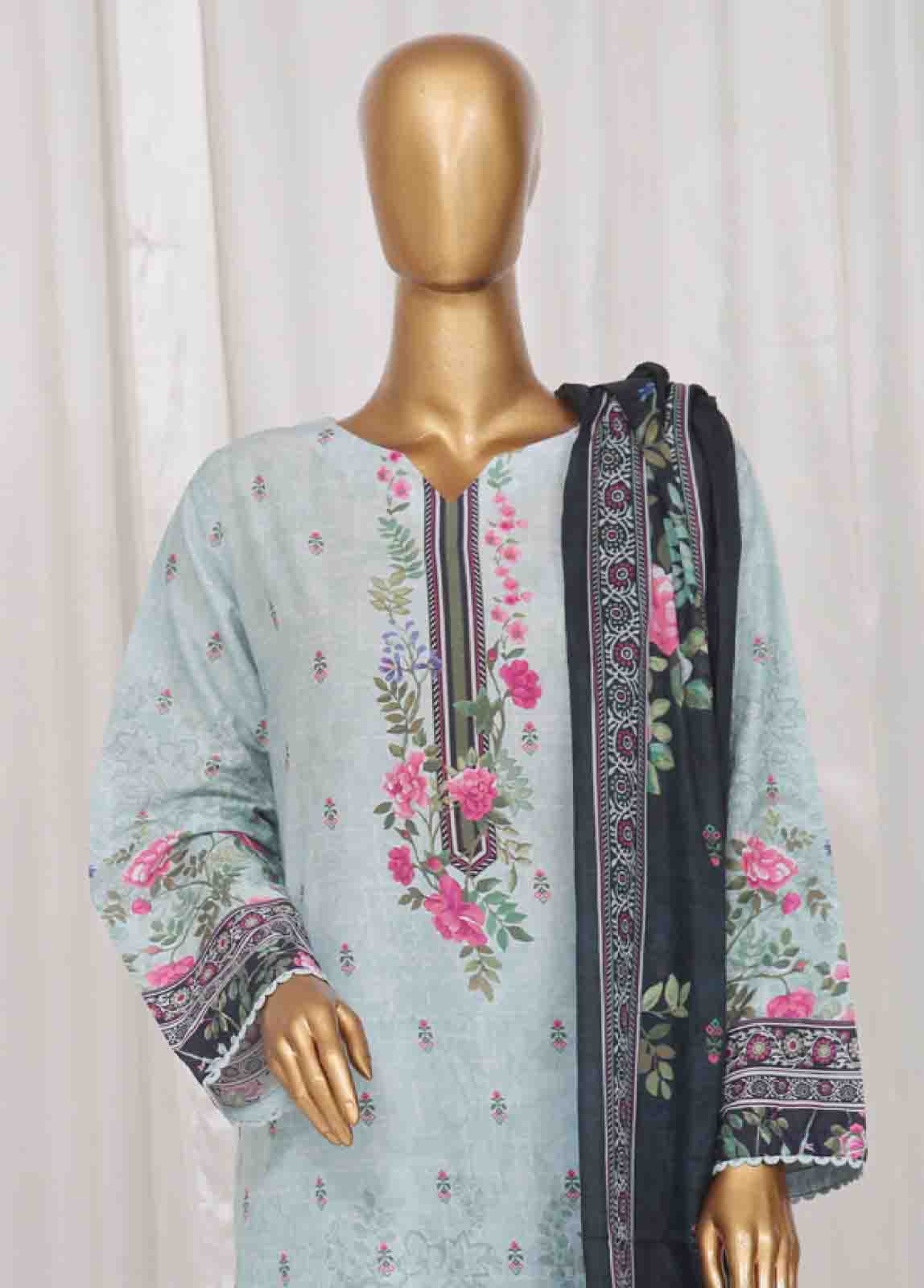 Bin Saeed Fabric - SM-02- 3 Piece Printed Stitched Suit