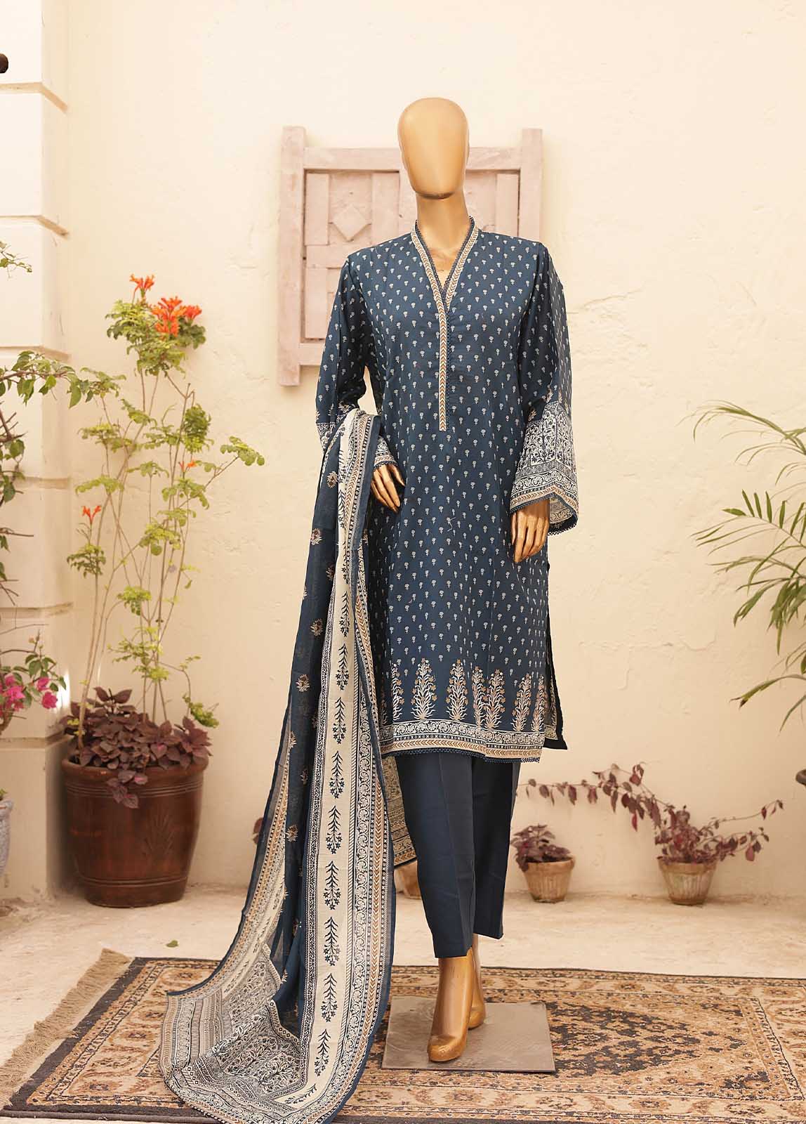 Bin Saeed Fabric - SM-020-PR- 3 Piece Printed Stitched Suit