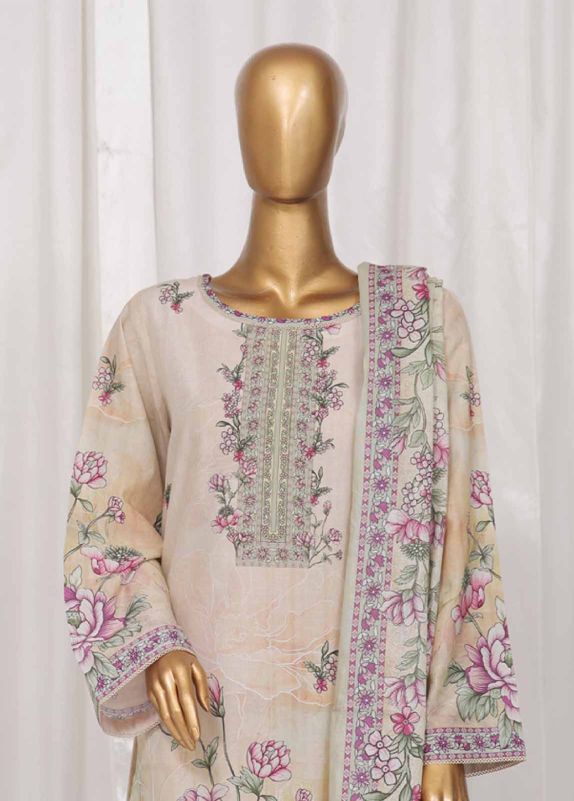 Bin Saeed Fabric - SM-024- 3 Piece Printed Stitched Suit