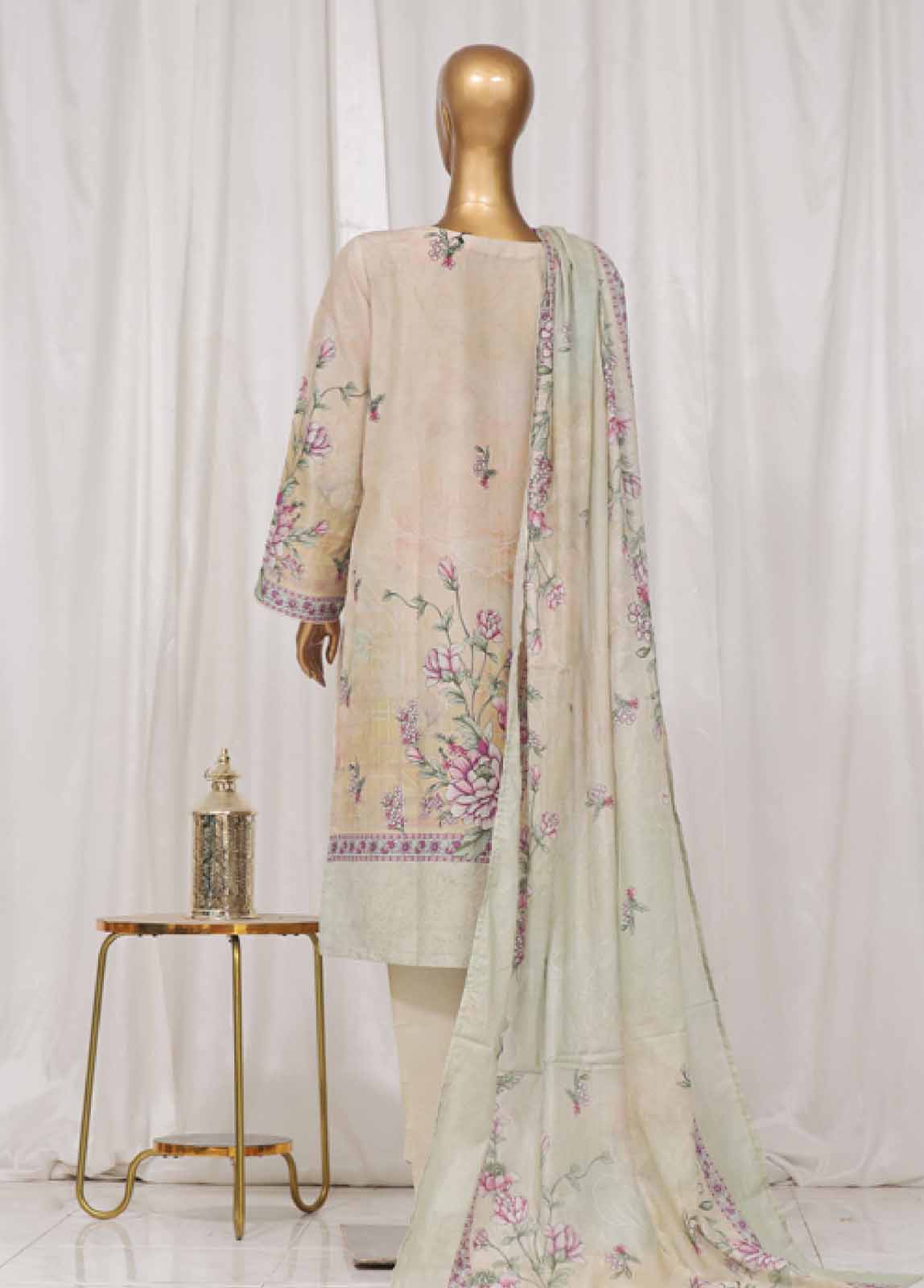 Bin Saeed Fabric - SM-024- 3 Piece Printed Stitched Suit