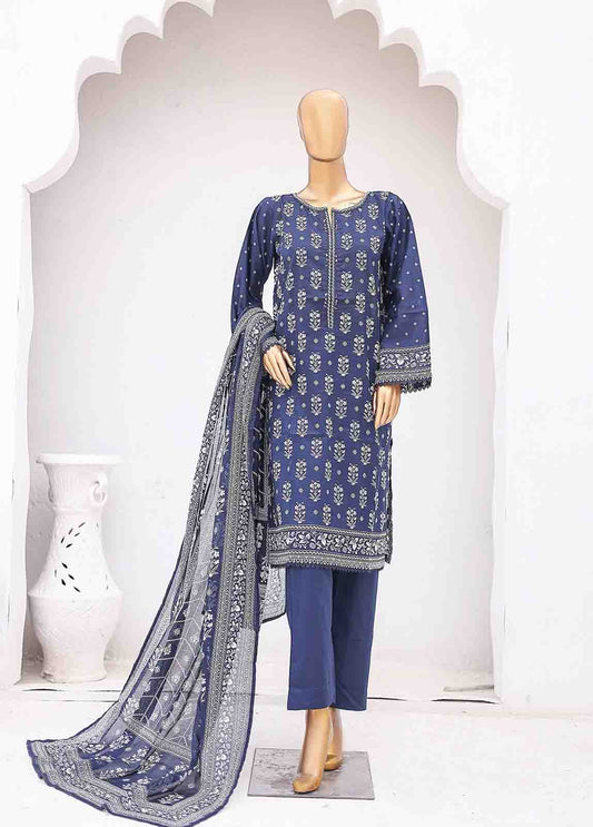 SM-0025-PR-A- 3 Piece Printed Stitched Suit