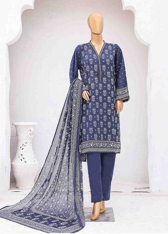 Bin Saeed Fabric - SM-025 B-PR- 3 Piece Printed Stitched Suit