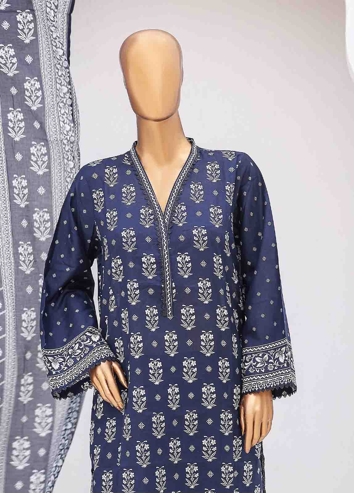 Bin Saeed Fabric - SM-025 B-PR- 3 Piece Printed Stitched Suit