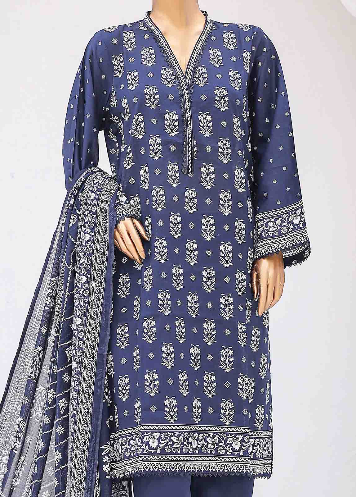 Bin Saeed Fabric - SM-025 B-PR- 3 Piece Printed Stitched Suit