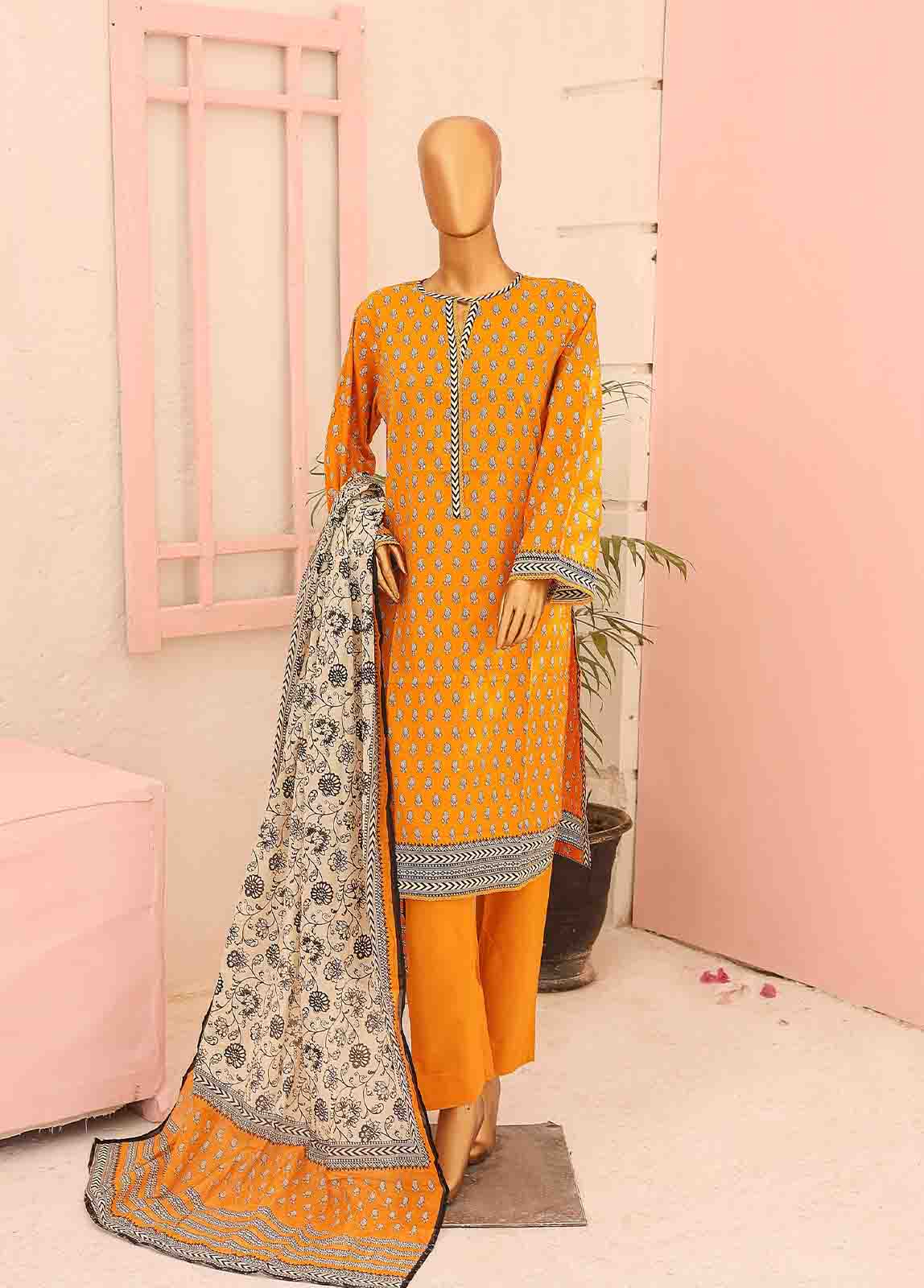 Bin Saeed Fabric - SM-026 B-PR- 3 Piece Printed Stitched Suit