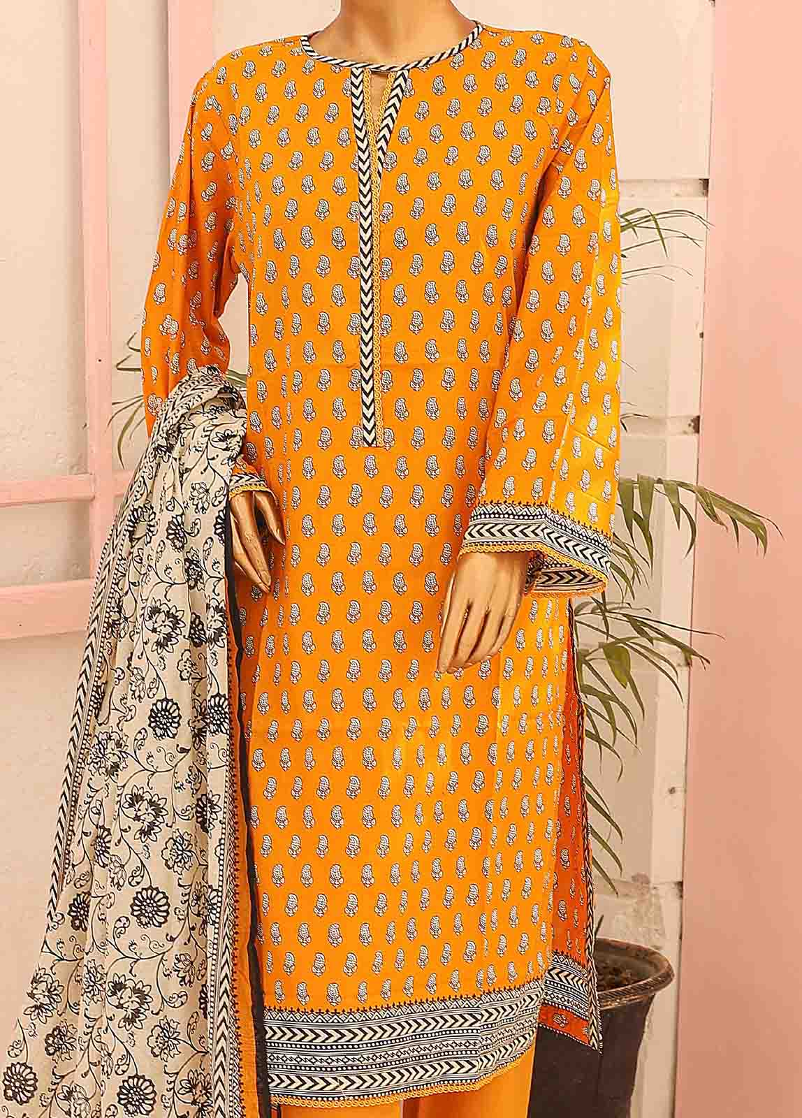 Bin Saeed Fabric - SM-026 B-PR- 3 Piece Printed Stitched Suit