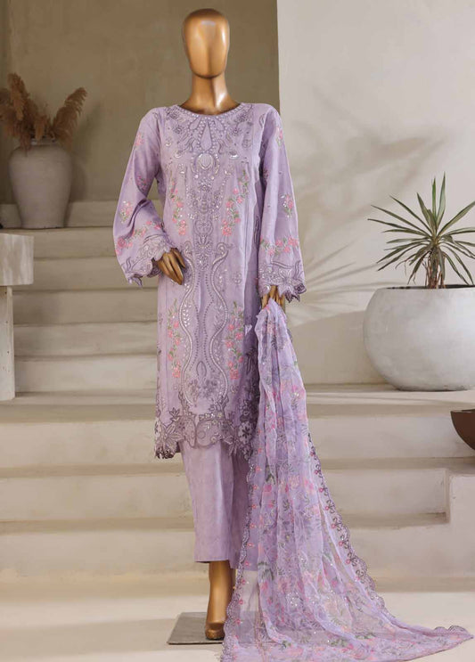 SM-027-A-DEMB-3 Piece Luxury Self Embroidered Stitched Suit