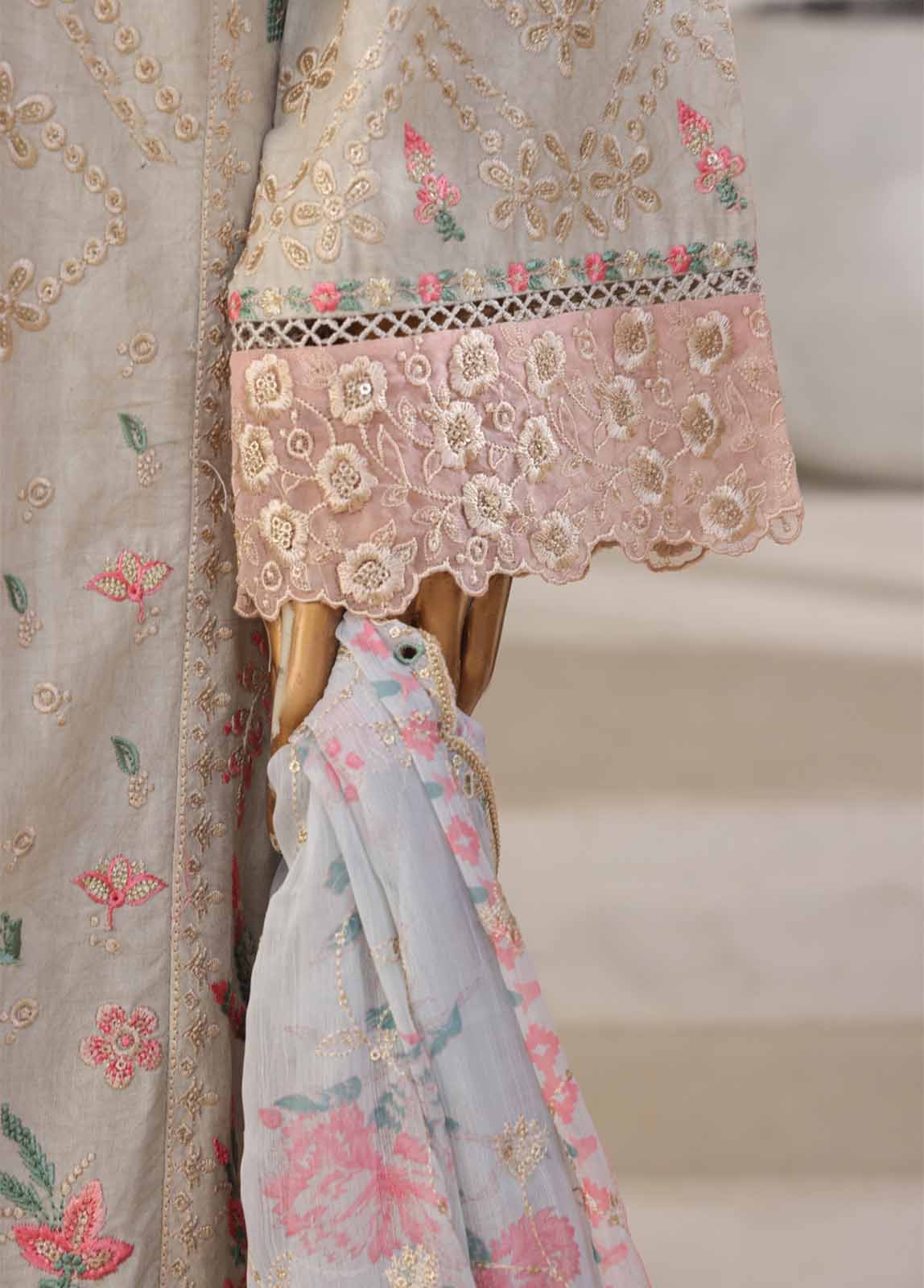 Bin Saeed Fabric - SM-029-DEMB-3 Piece Luxury Self Embroidered Stitched Suit