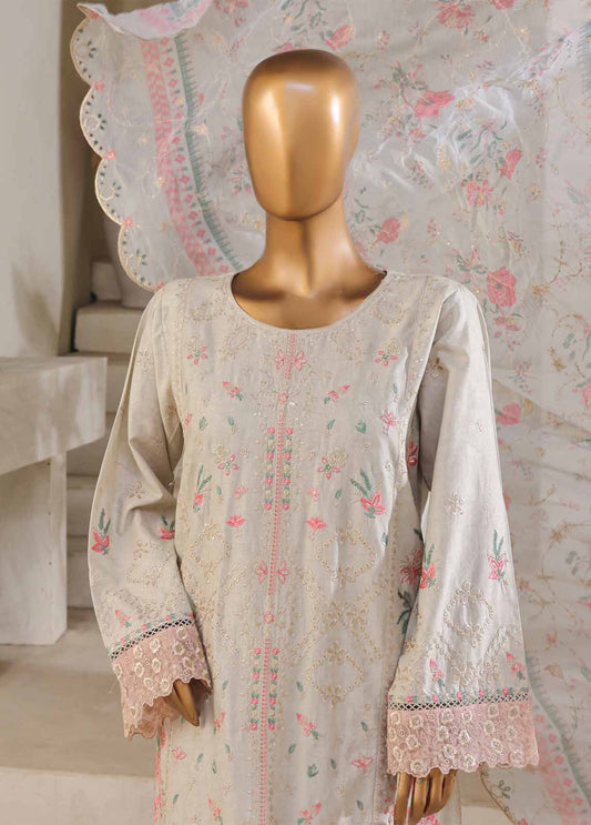 SM-029-DEMB-3 Piece Luxury Self Embroidered Stitched Suit