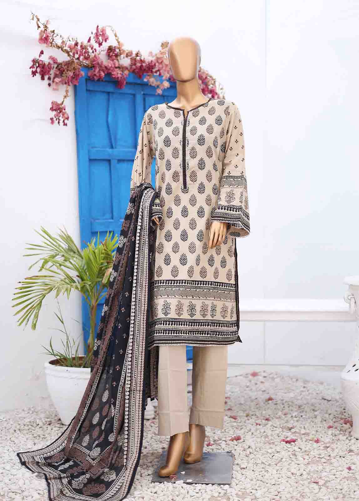 Bin Saeed Fabric - SM-030 A-PR- 3 Piece Printed Stitched Suit