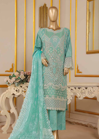 Bin Saeed Fabric - SM-030 DEMB R-52- 3 Piece Self Embroidered Stitched Suit