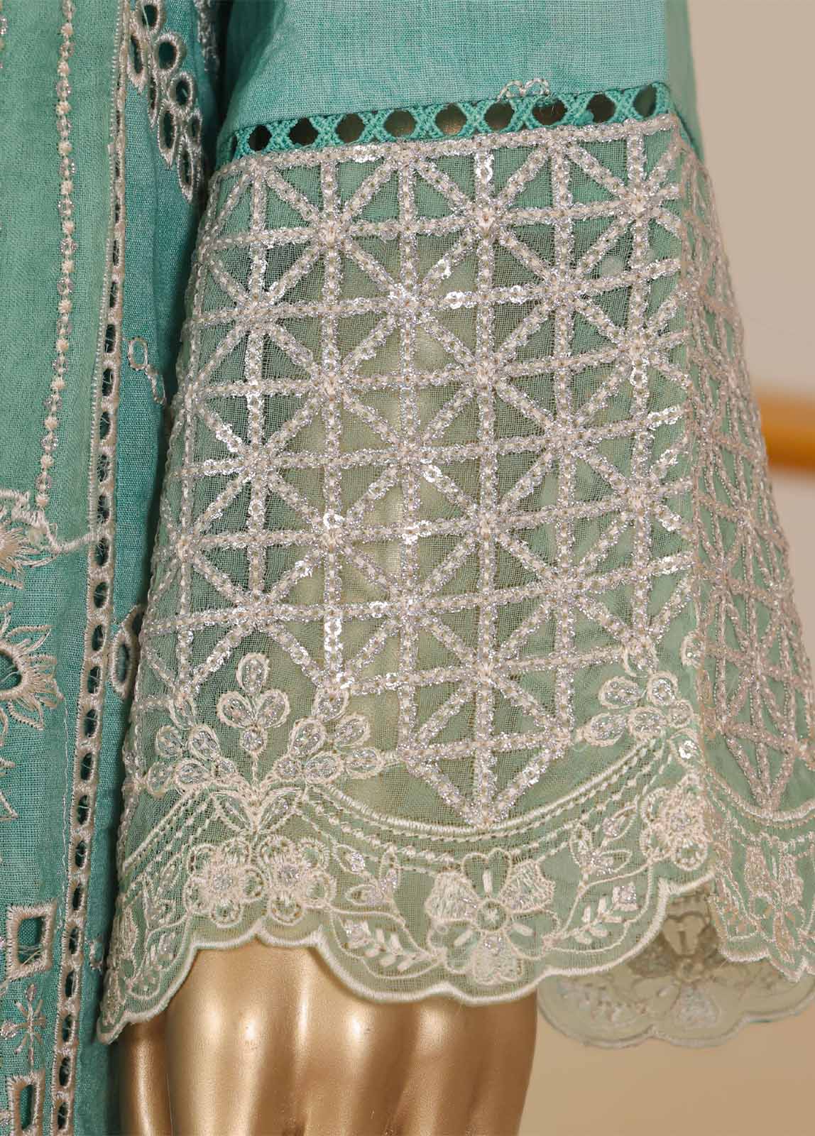 Bin Saeed Fabric - SM-030 DEMB R-52- 3 Piece Self Embroidered Stitched Suit