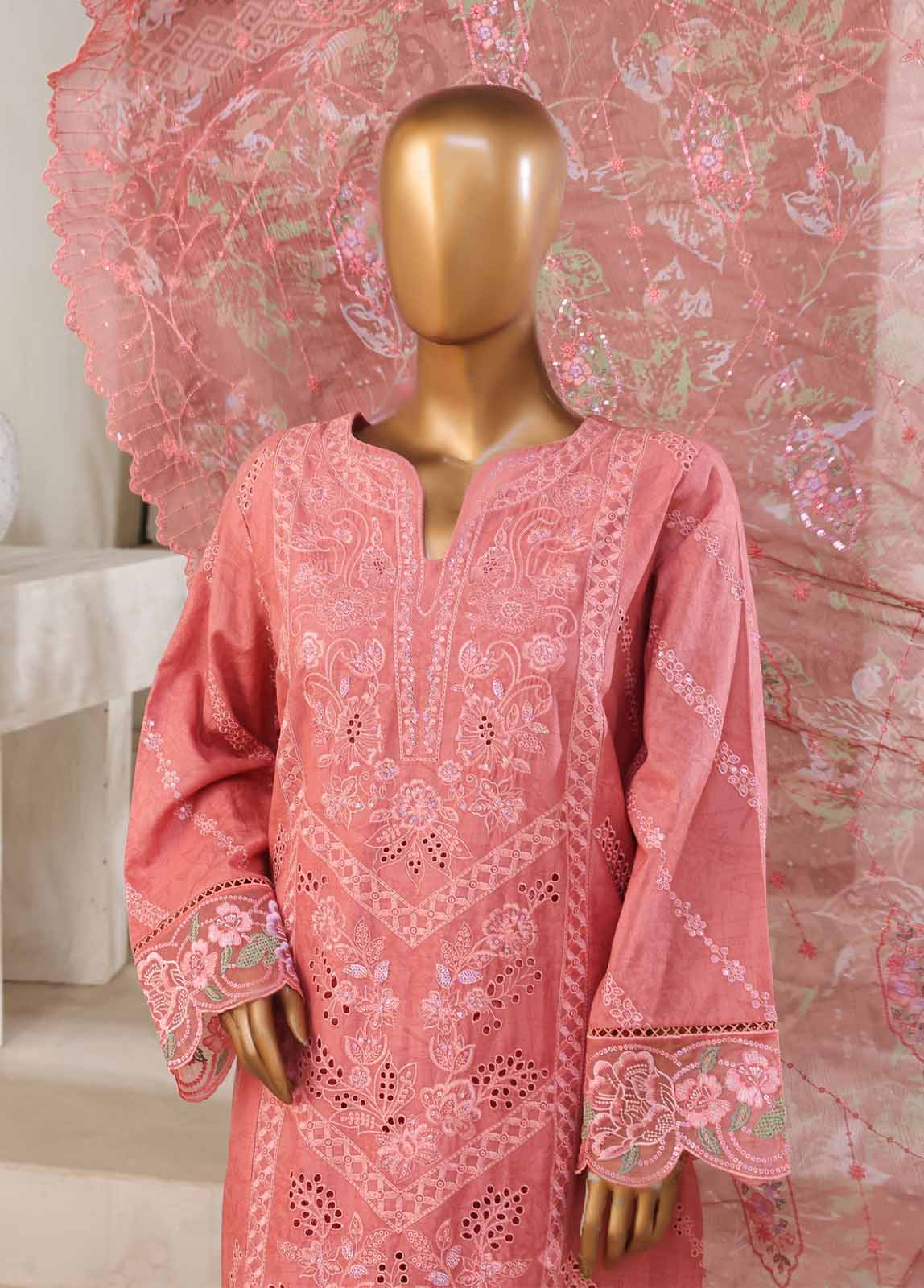 Bin Saeed Fabric - SM-031-B-DEMB-3 Piece Luxury Self Embroidered Stitched Suit