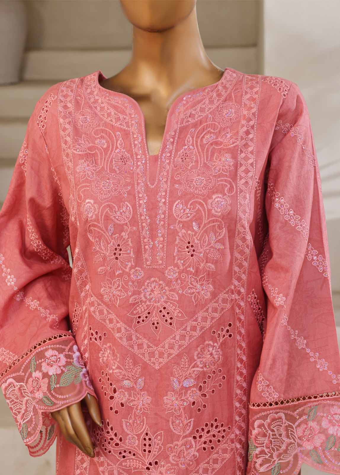 Bin Saeed Fabric - SM-031-B-DEMB-3 Piece Luxury Self Embroidered Stitched Suit