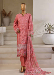 SM-031-B-DEMB-3 Piece Luxury Self Embroidered Stitched Suit