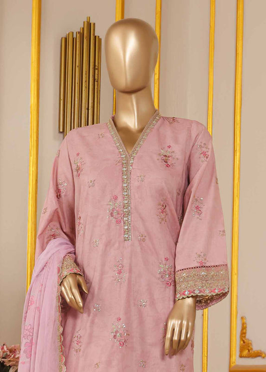 Bin Saeed Fabric - SM-032 DEMB R-52- 3 Piece Self Embroidered Stitched Suit