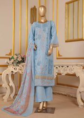 SM-033 A DEMB R-52- 3 Piece Self Embroidered Stitched Suit