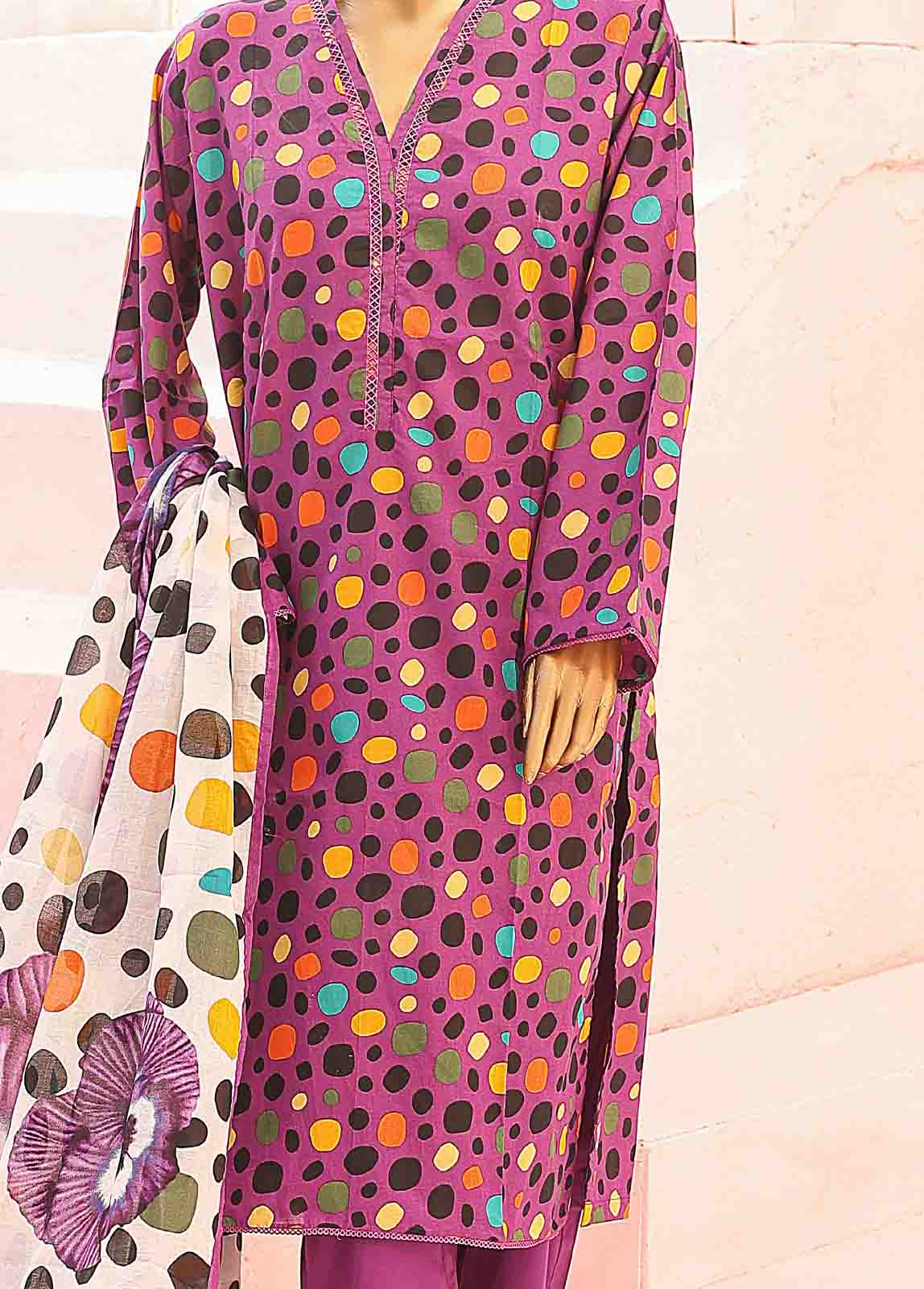 Bin Saeed Fabric - SM-0347-PR-B- 3 Piece Printed Stitched Suit