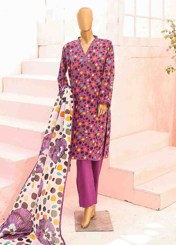 Bin Saeed Fabric - SM-0347-PR-B- 3 Piece Printed Stitched Suit