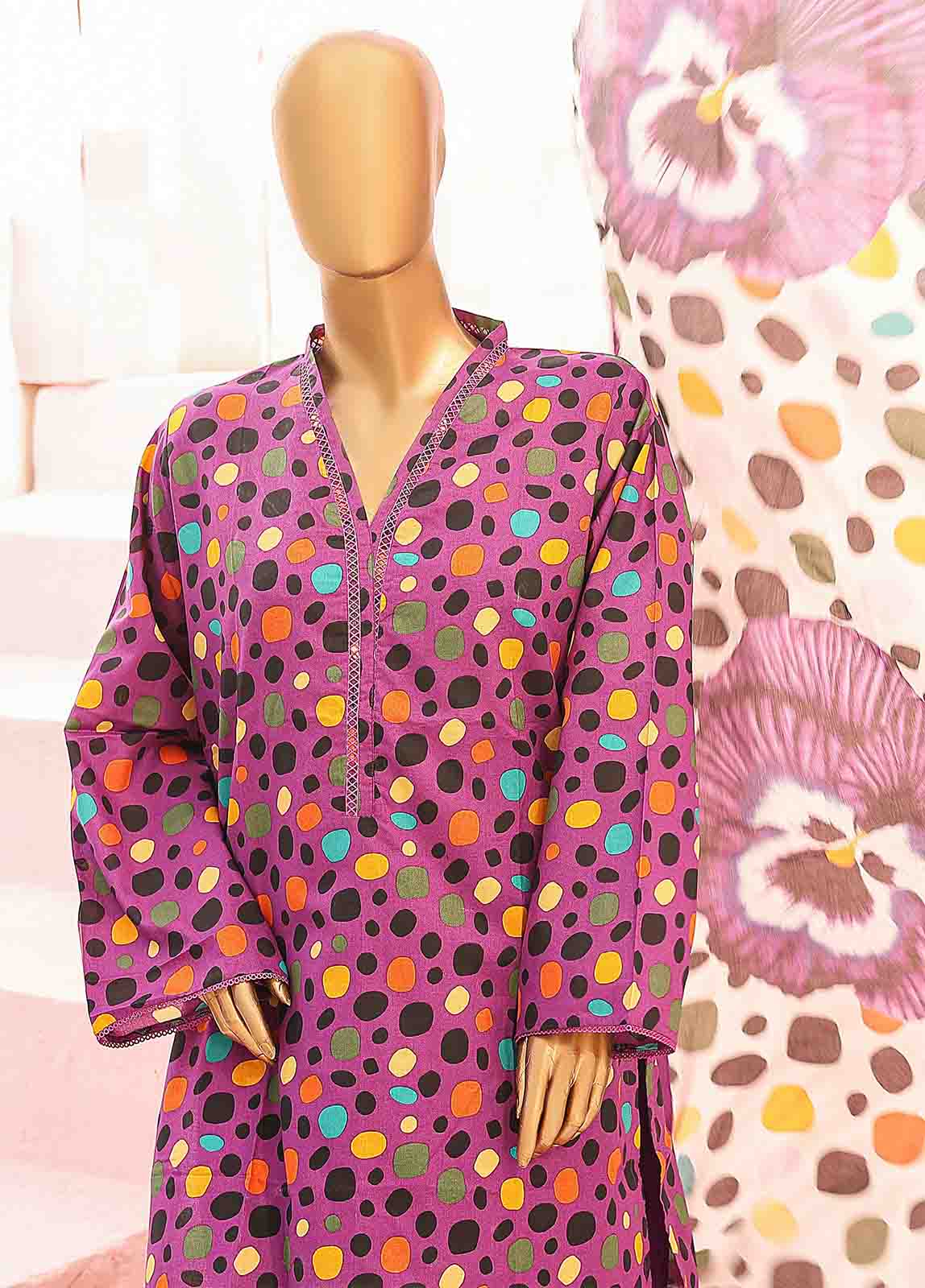 Bin Saeed Fabric - SM-0347-PR-B- 3 Piece Printed Stitched Suit