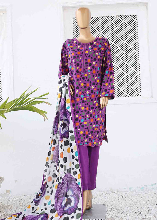 SM-0347 A-PR- 3 Piece Printed Stitched Suit