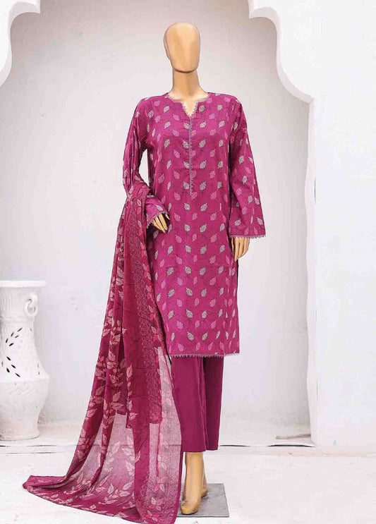 SM-0348 B-PR- 3 Piece Printed Stitched Suit