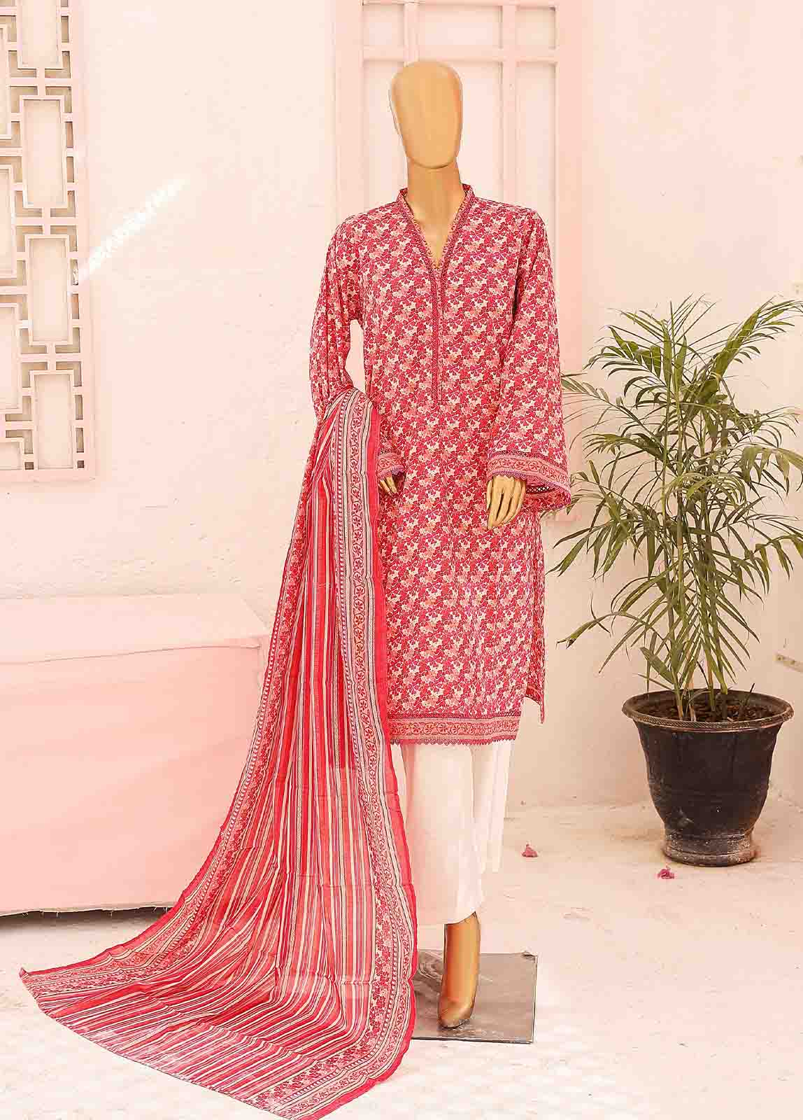 Bin Saeed Fabric - SM-0349-PR-B- 3 Piece Printed Stitched Suit