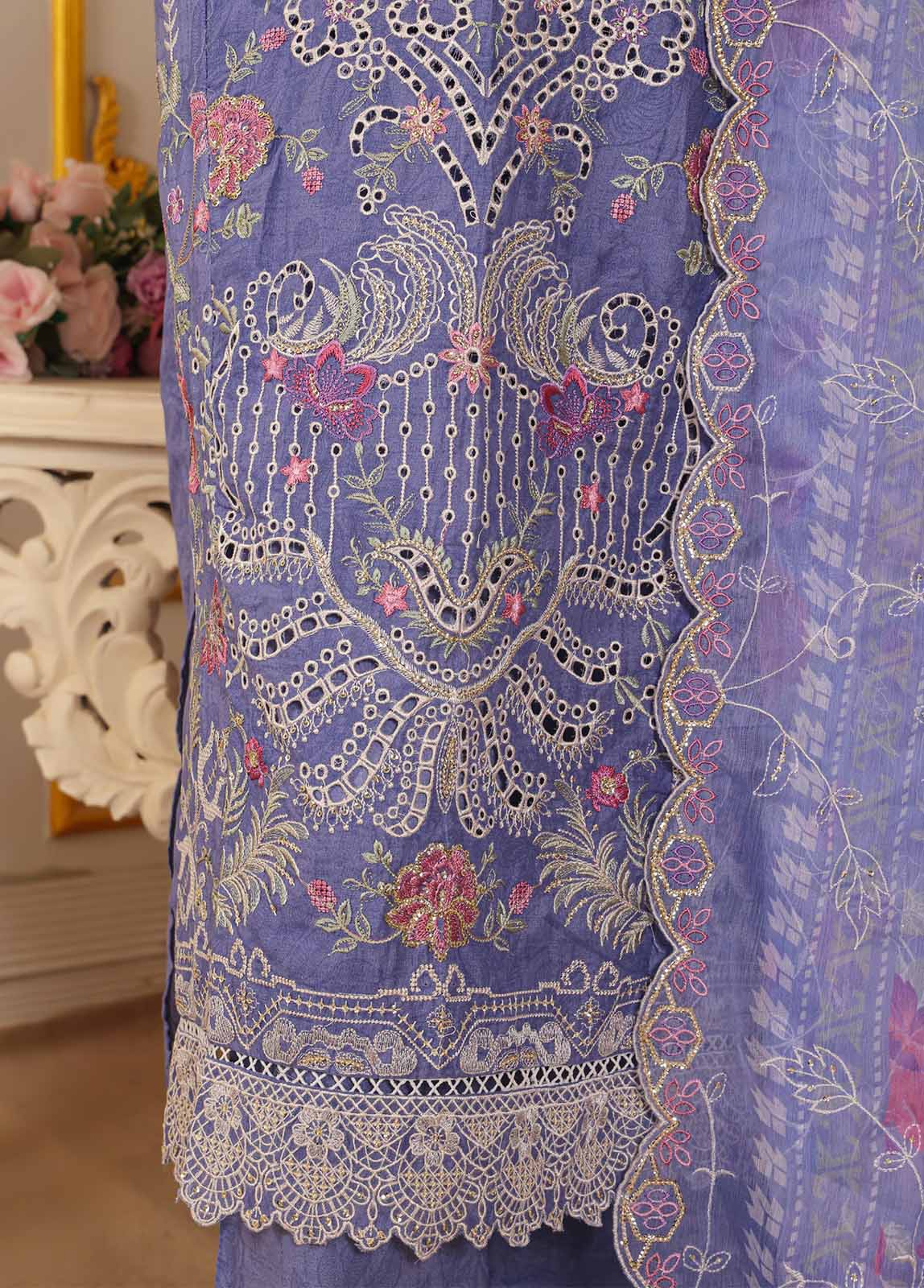 Bin Saeed Fabric - SM-035-A DEMB R-52- 3 Piece Self Embroidered Stitched Suit