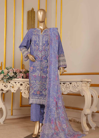Bin Saeed Fabric - SM-035-A DEMB R-52- 3 Piece Self Embroidered Stitched Suit