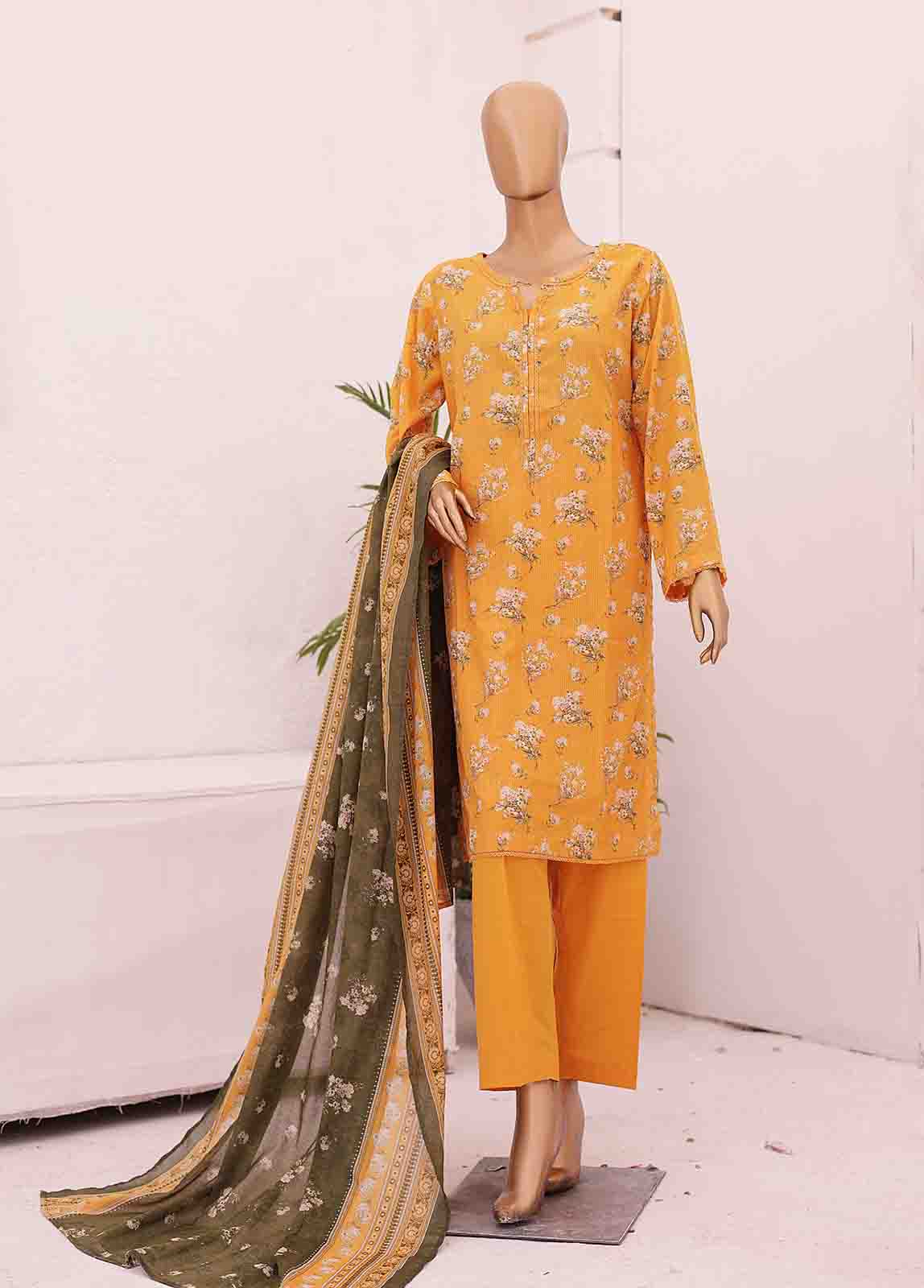 Bin Saeed Fabric - SM-0350 A-PR- 3 Piece Printed Stitched Suit