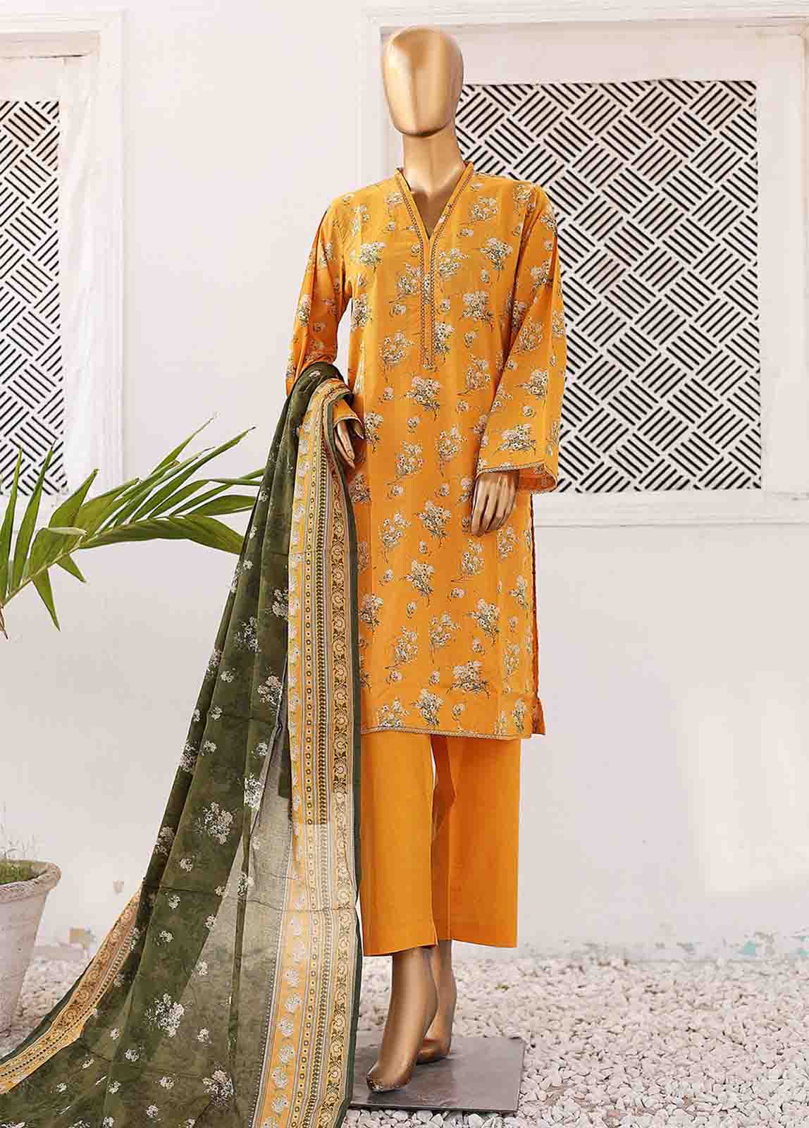 Bin Saeed Fabric - SM-0350 B-PR- 3 Piece Printed Stitched Suit