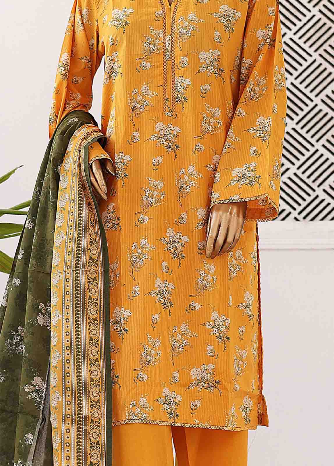 Bin Saeed Fabric - SM-0350 B-PR- 3 Piece Printed Stitched Suit