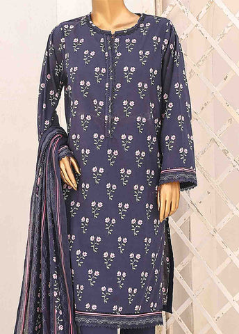 Bin Saeed Fabric - SM-0351-PR-B- 3 Piece Printed Stitched Suit