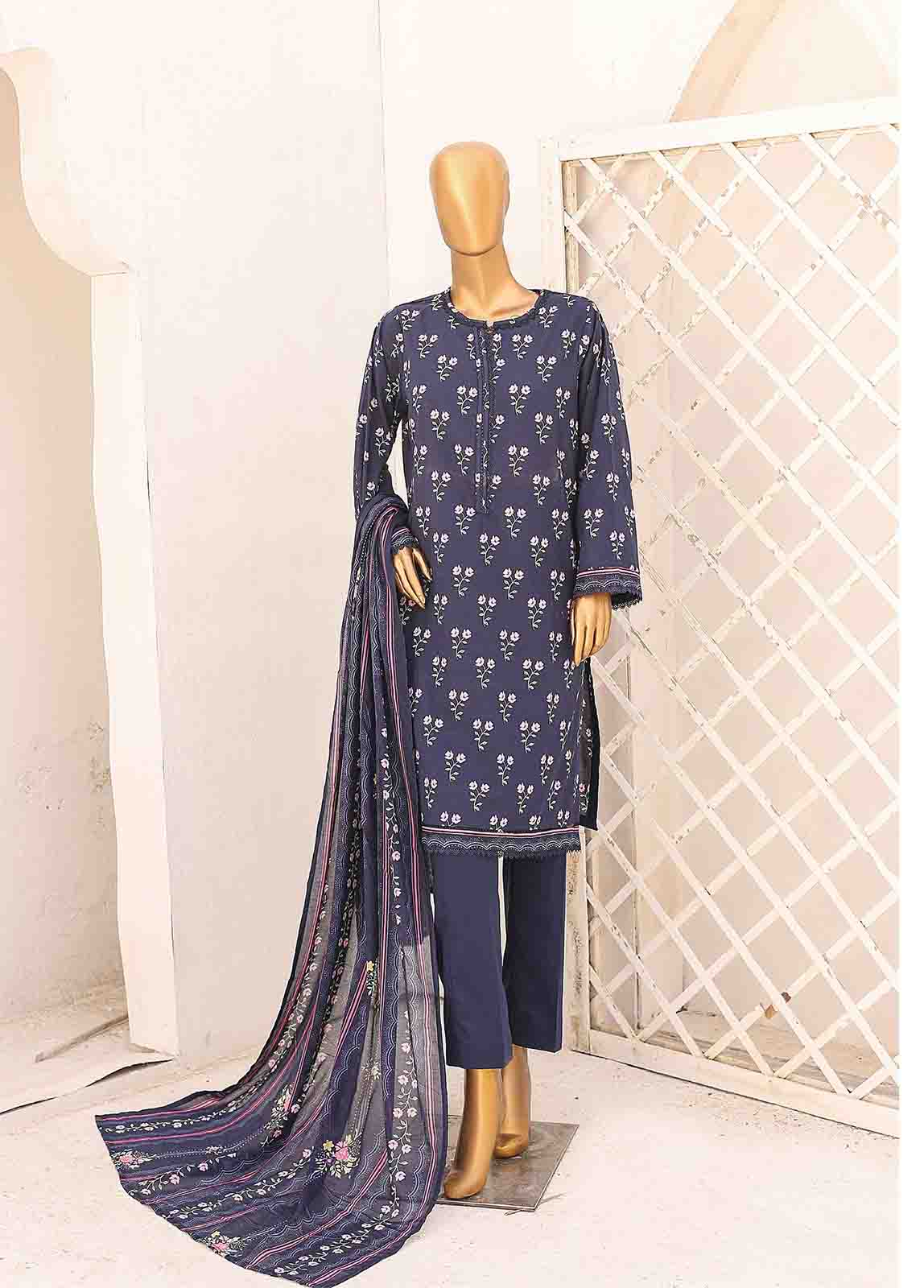 Bin Saeed Fabric - SM-0351-PR-B- 3 Piece Printed Stitched Suit