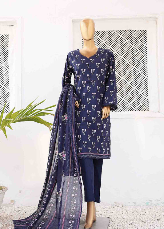 SM-0351 A-PR- 3 Piece Printed Stitched Suit