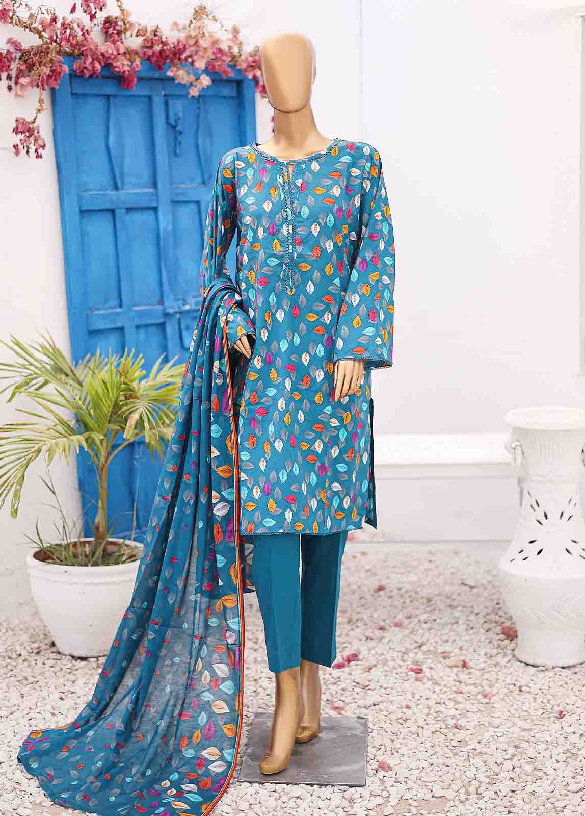 Bin Saeed Fabric - SM-0353 B-PR- 3 Piece Printed Stitched Suit
