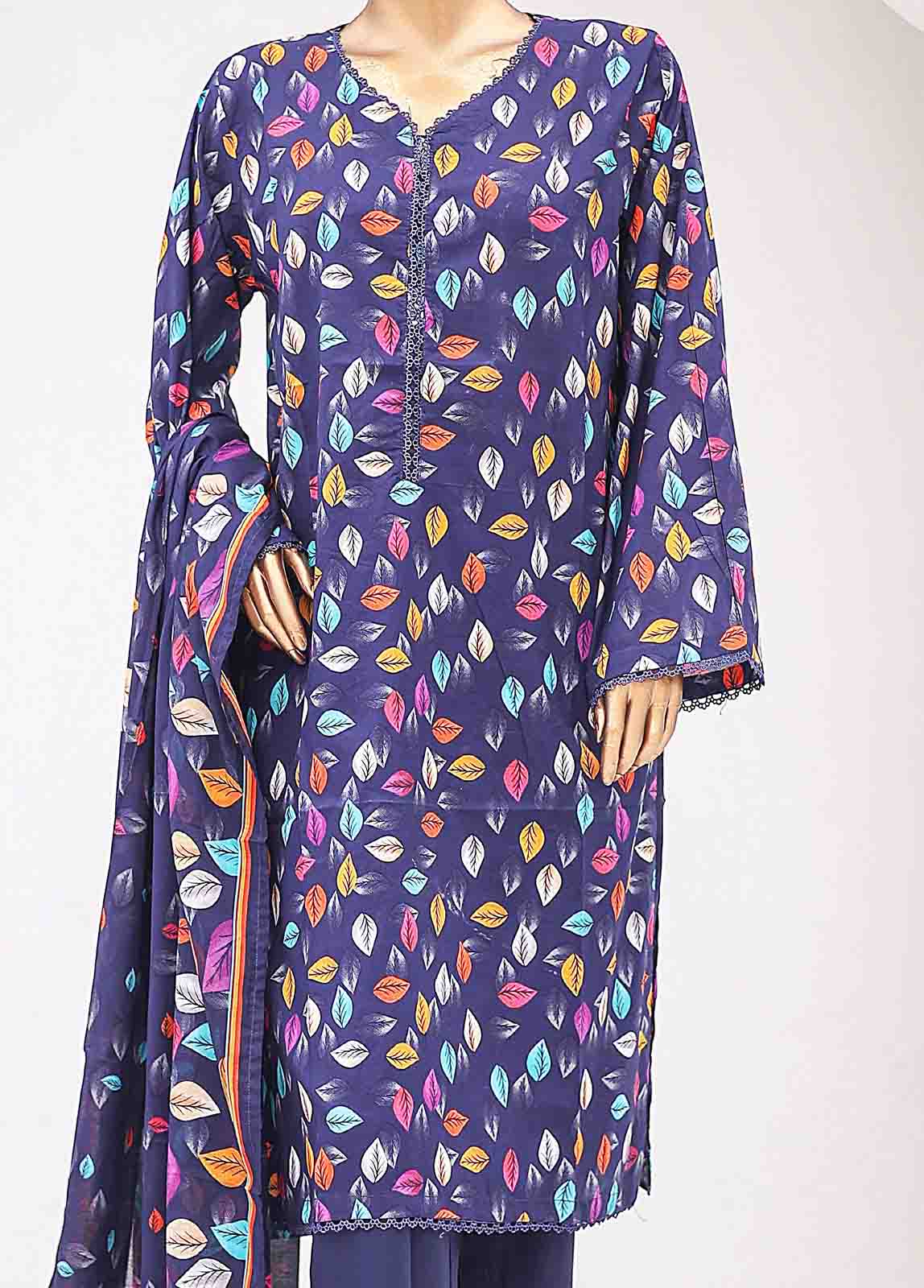 Bin Saeed Fabric - SM-0354-PR-B- 3 Piece Printed Stitched Suit