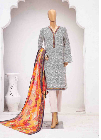 Bin Saeed Fabric - SM-0355-PR-B- 3 Piece Printed Stitched Suit